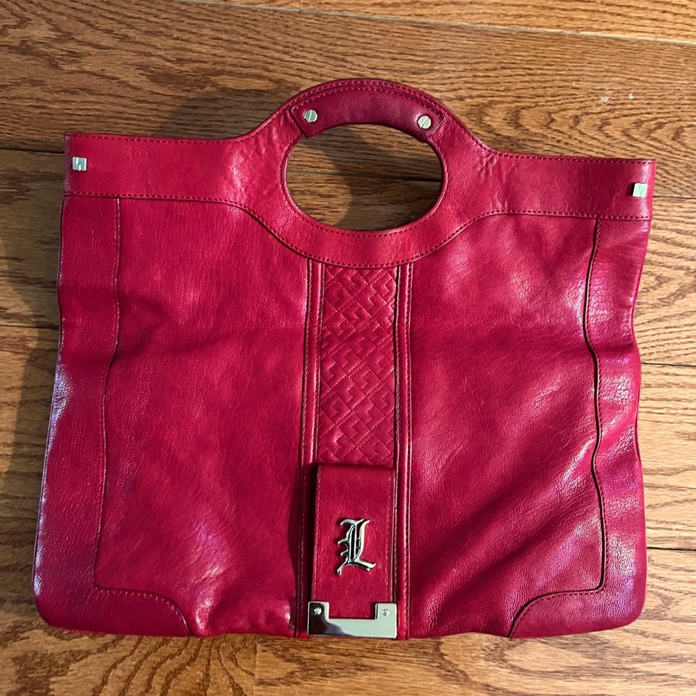 L.A.M.B. Gwen Stefani Red Leather Clutch